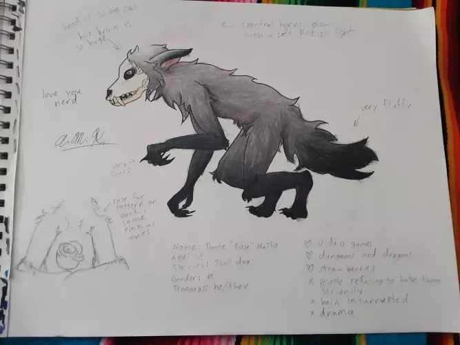 My fursona, Dante, drawn by my sibling! Thanks again Cap'n for agreeing to that by SilentSpooker3000