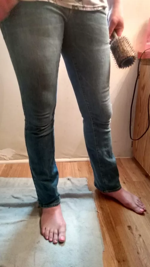 My gal getting ready for work, I had to snap a pic. by Trans_amora