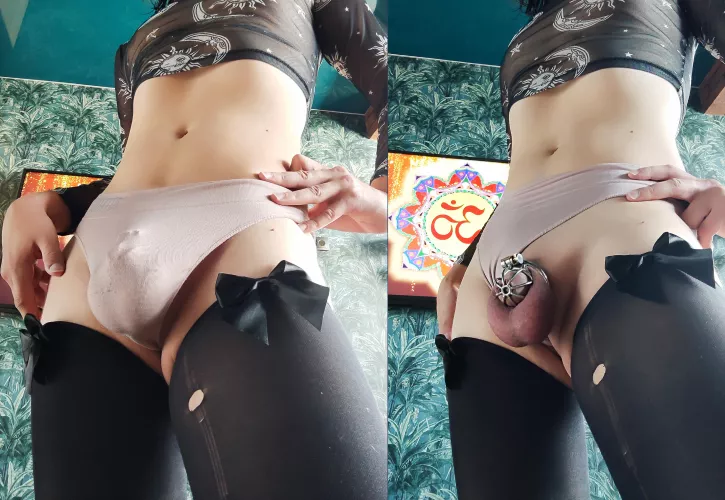 My girly locked cock looks cute under any female thong🥰🔐 by Sasha_Foxyq