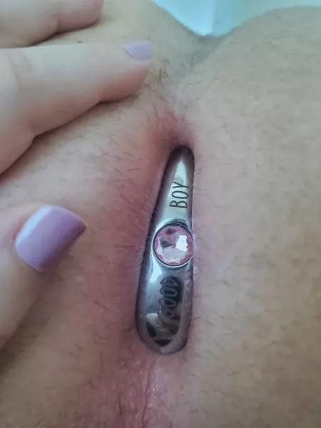 My good boy wearing his plug I got him 💗 by karamandaful