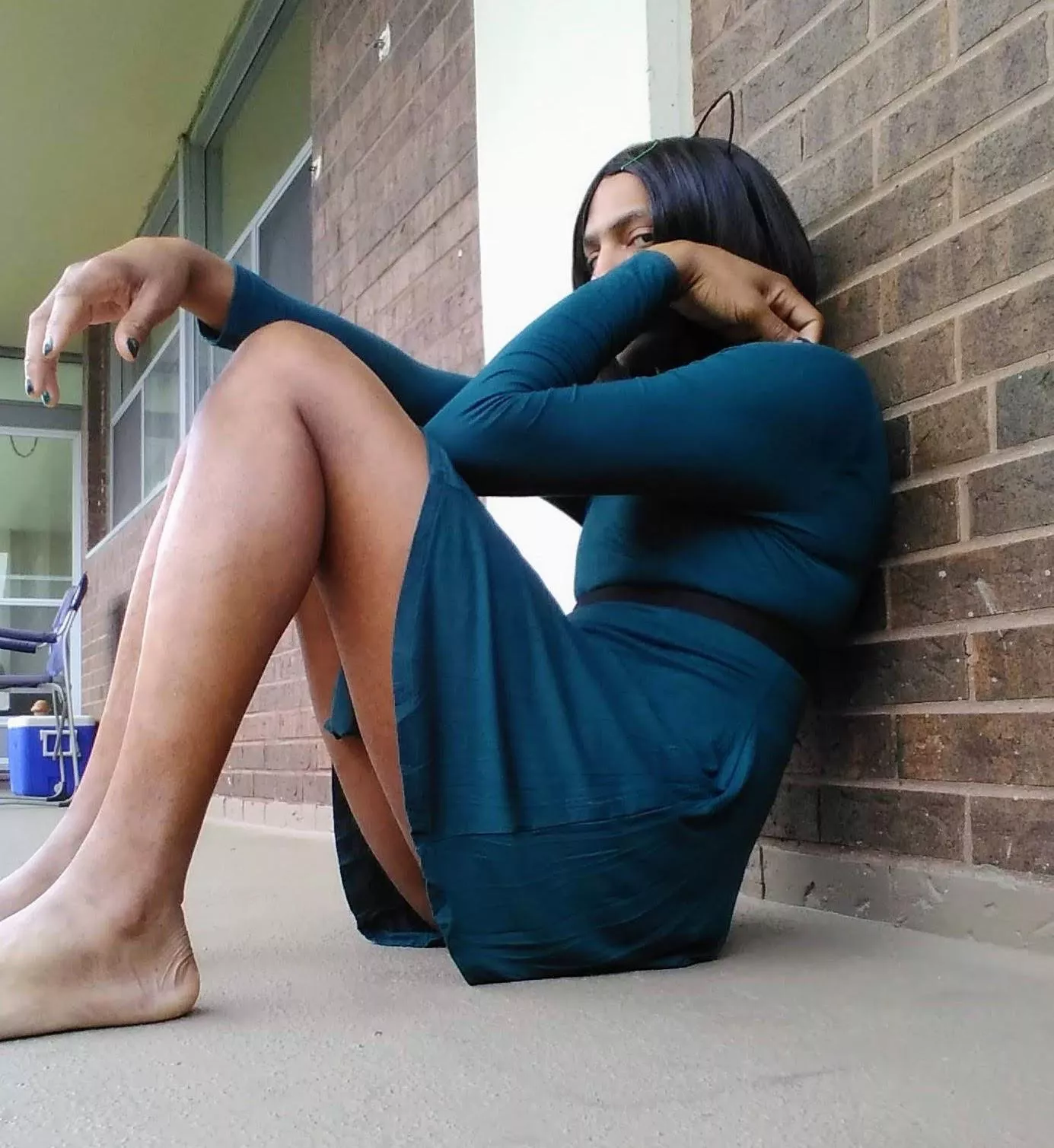 My green Spring Dress is shorter then I thought when I sit 😜💚😹 posted by AshlyeTS