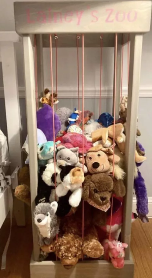 my gym teacher from high school has a woodworking business and he made this stuffed animal zoo 🥺 I want one so bad!! by highnhorny23