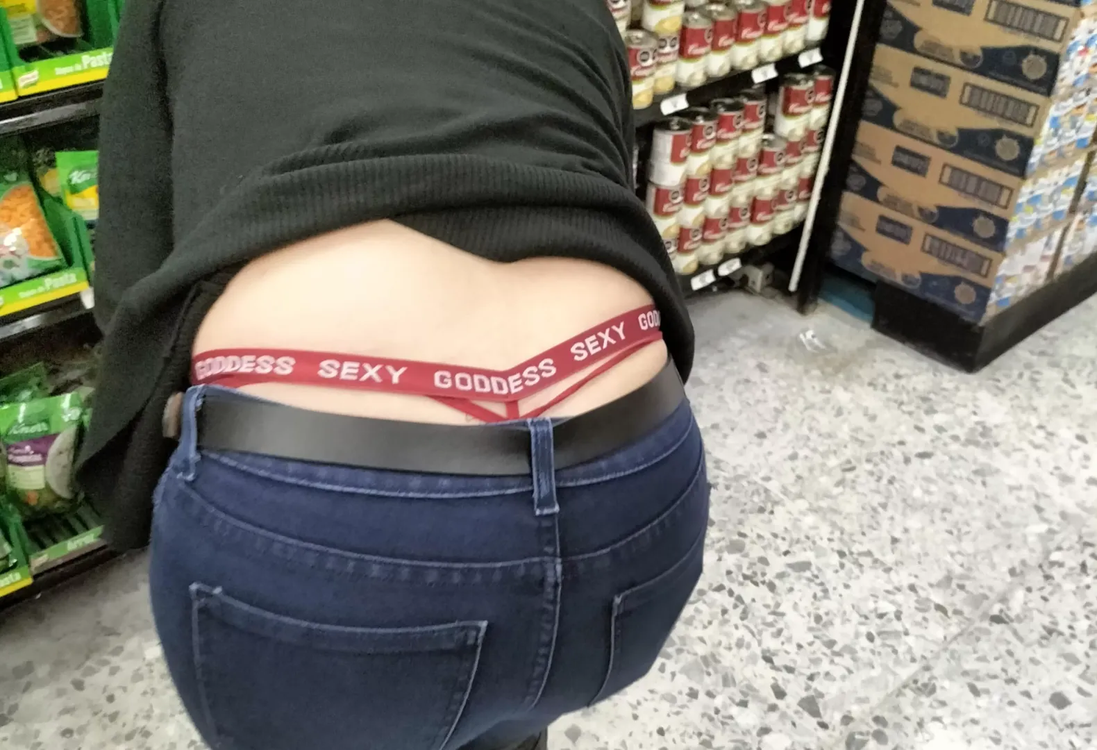 My hot wife in a sexy red thong in the supermarket posted by menfirexxx