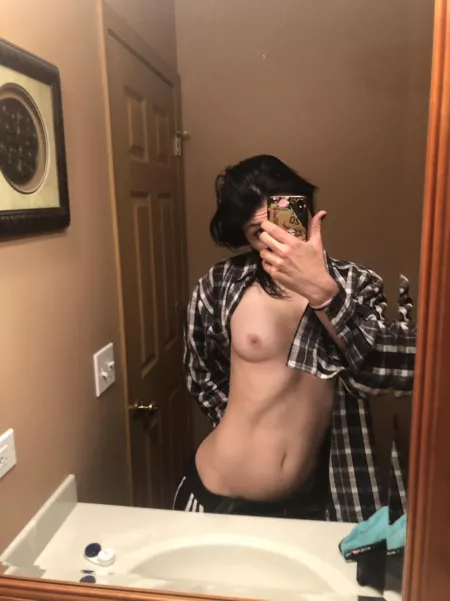 My lil titty escaped from my flannel! ;) [nsfw] [f] by musicaltitties