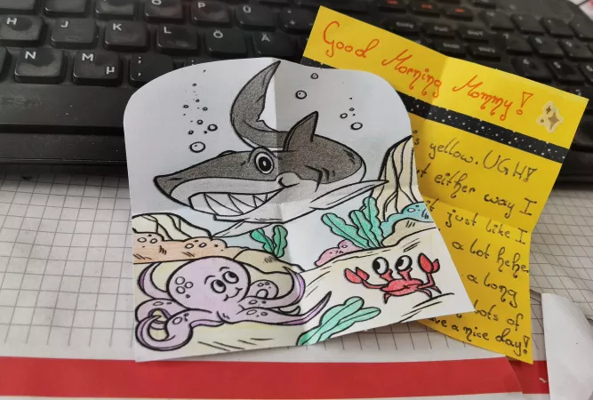 My Little drew me a picture so I wont lose my mind at work <3 by Me_Lasagna