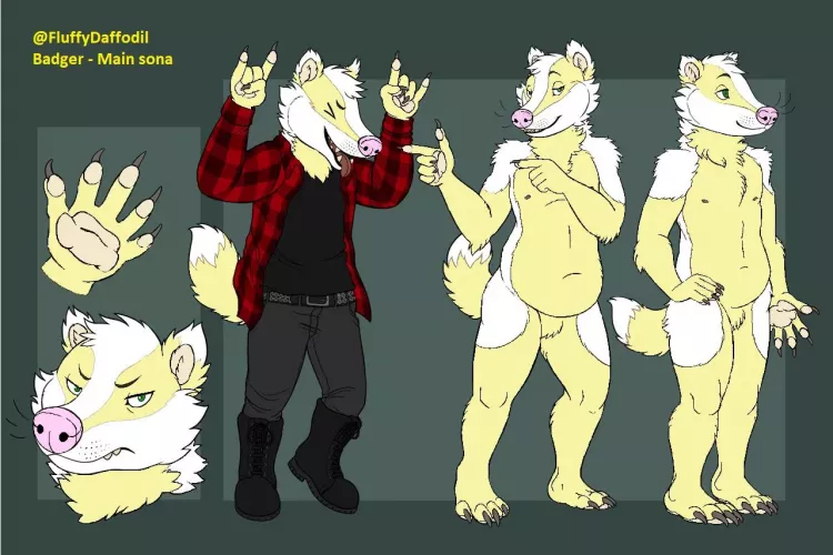 My Main Fursona! A fluffy Badger! by FluffyDaffodils