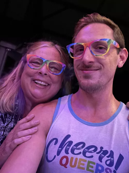 My mom and I sporting our Pride glasses! My mom wishes everyone a happy Pride and gives you all mom hugs! by adamiconography