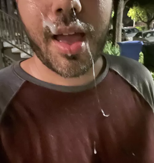 My new friend from the park blew his load on me in an alleyway. Walked around the neighborhood until I licked up every drop by TaskComfortable8480