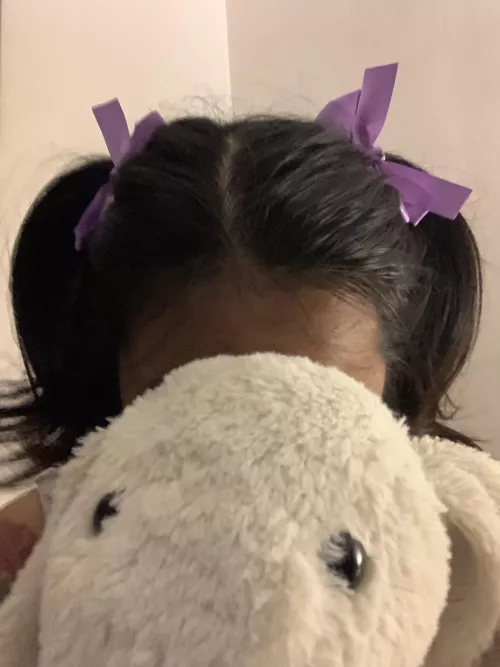 My new hair ties with ribbons! Love em 🎀💜 by littlecreampuff_