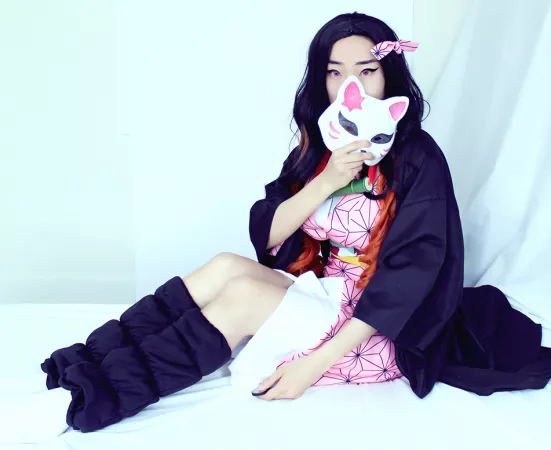 My Nezuko Cosplay and Homemade Warding Mask by celinechats