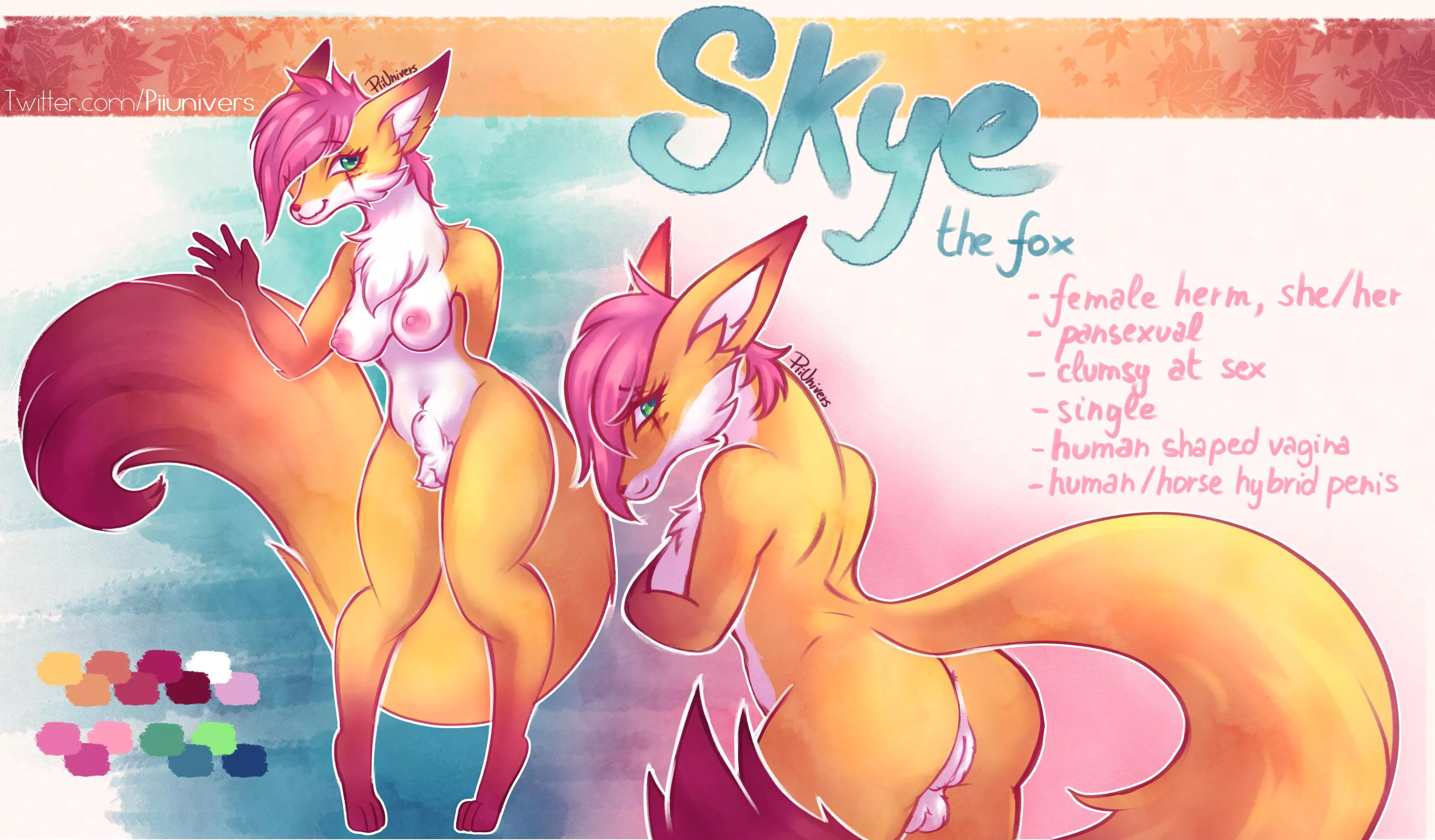 My OC Skye the Anthro Female Hermaphrodite Fox (artist: me, Twitter @Piiunivers) posted by Piiunivers