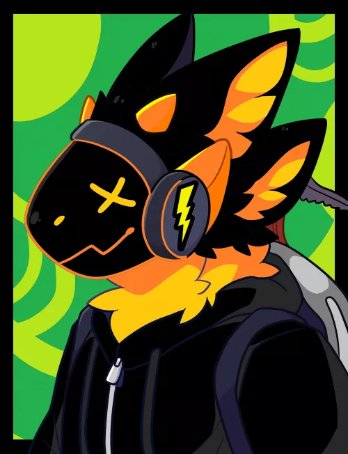 My protogen character that a friend drew and i shaded, did the background, and colored ^w^ by centralohiosirens