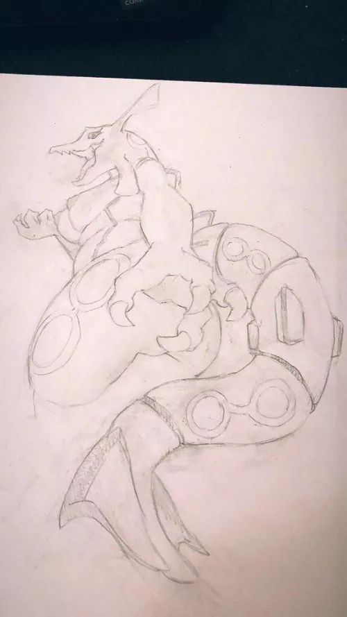 My sketch of a rayquaza girl by honeytuft