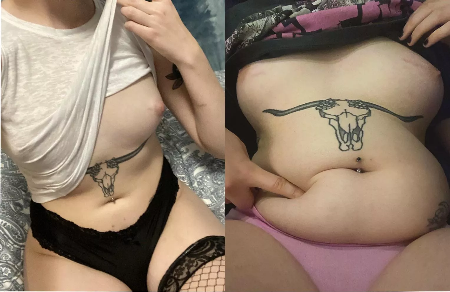 My tattoos are starting to look a little silly on my tummy 😅 posted by HeftyDoggy