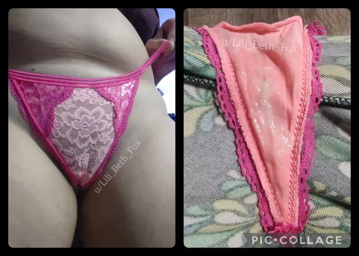 My tiny pink G-string is holding a big sticky mess! [Selling] it's available, too! 💕 Kik Lili_Beth_Fox by Lili_Beth_Fox