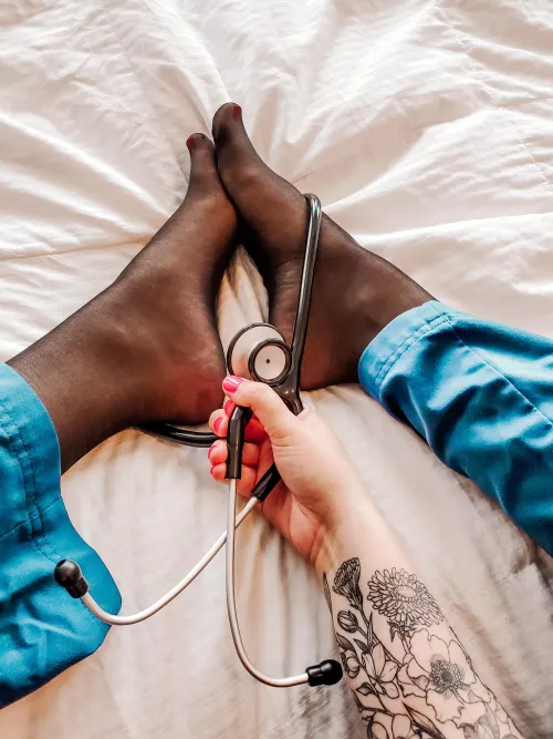 my tired nurse feet need a rub. Can you remove my nylons and help me? by NurseNextDoor16