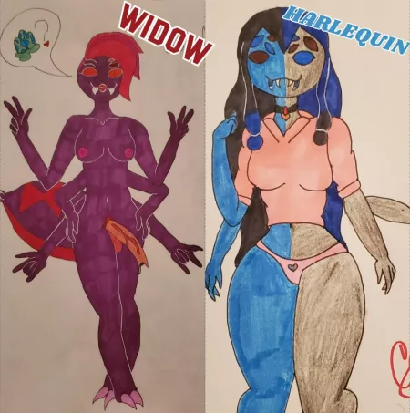 My two Spider girl characters. Which do you like better? (art by me) by Dead_Bug_Man