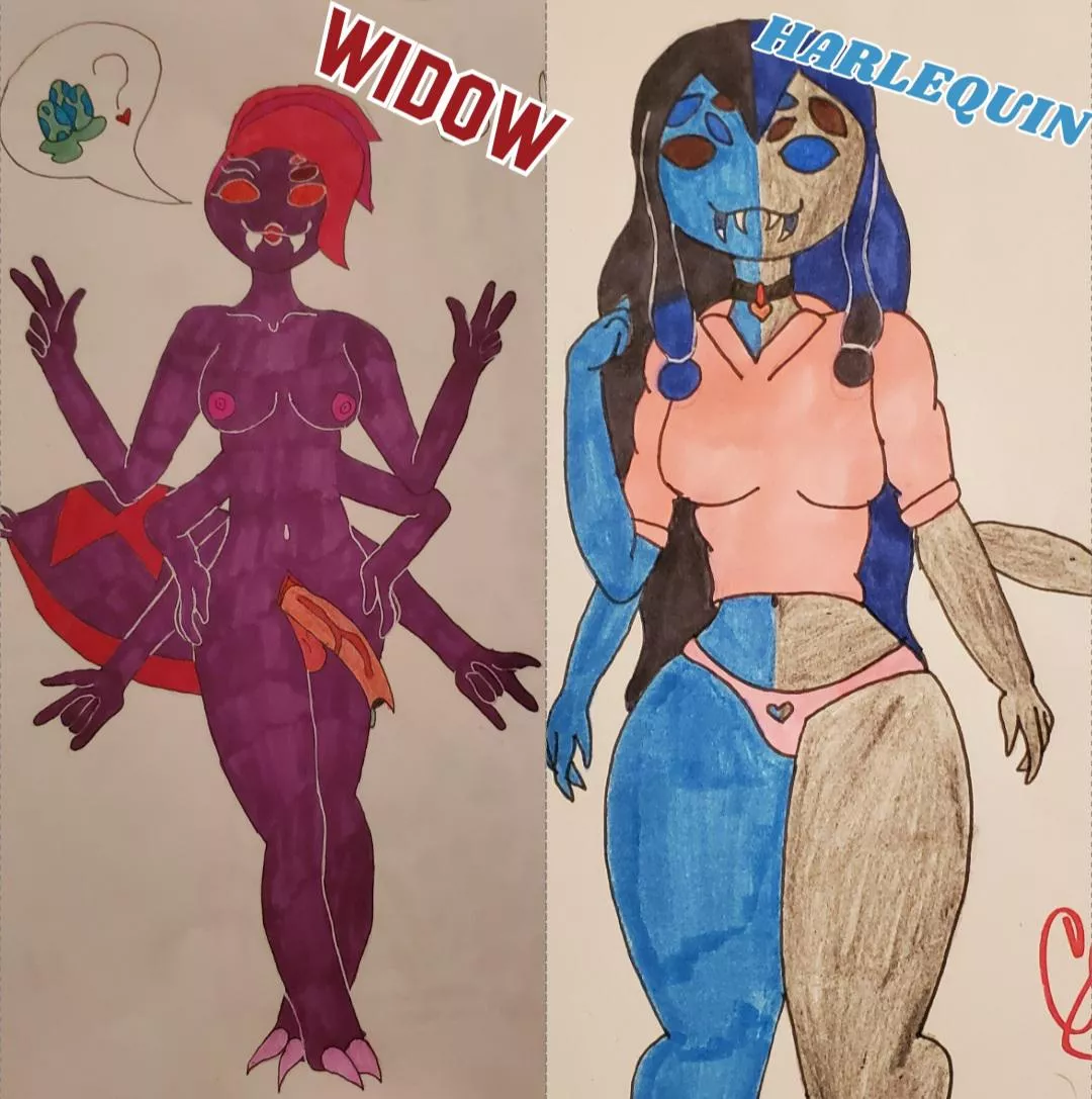 My two Spider girl characters. Which do you like better? (art by me) posted by Dead_Bug_Man