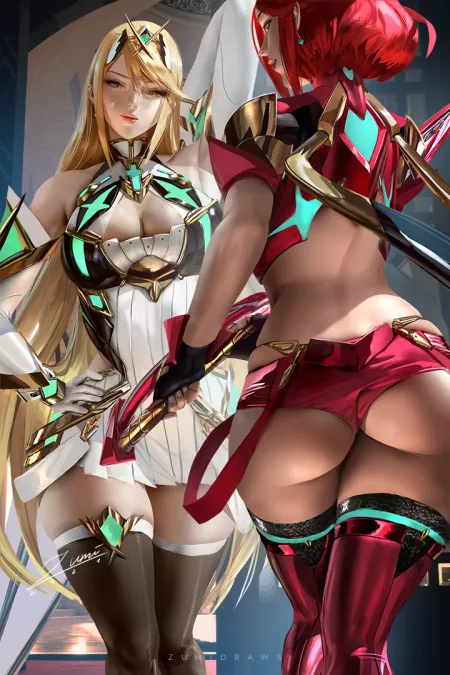 Mythra and Pyra (Zumi) [Xenoblade Chronicles] by EroExarch
