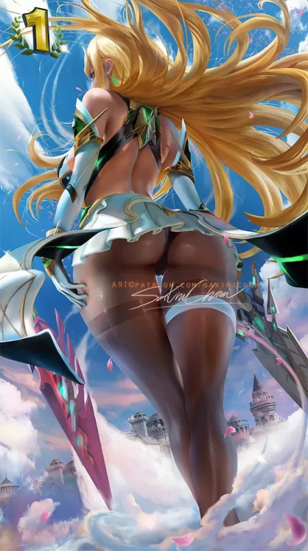Mythra's victory pose (Sakimichan) [Xenoblade] by BruhSoundEffect1