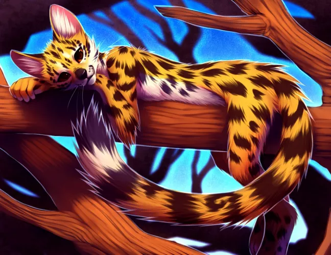 Napping on a branch (art by Falvie) by Bonkers_Reee