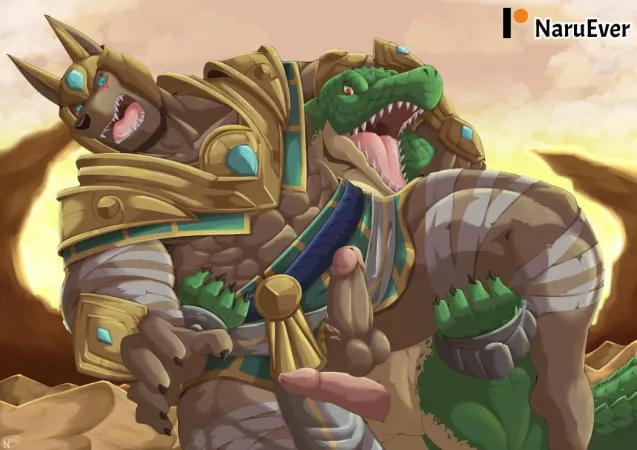 Nasus got surprised attack by Renekton drawn by (@naruevernett) by Konradleijon