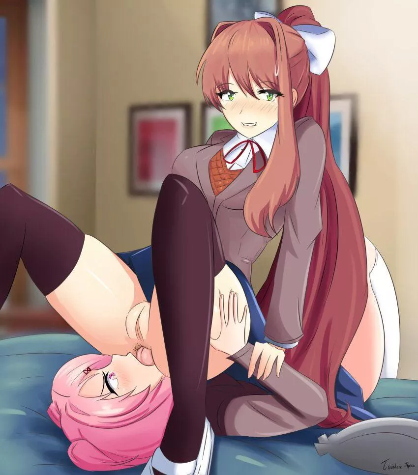 Natsuki tasting Monika (Tsundere-Baka) posted by CabinFever2014