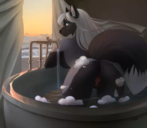 Naughty Bath [F] (taurusart) by 5headedragon