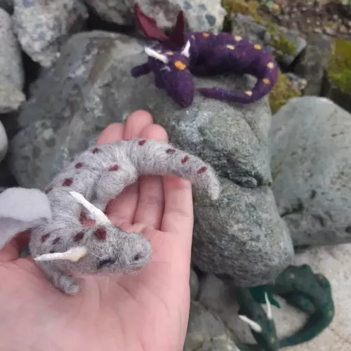 Needle felted dragons I made!! I love the grey one the most 🐲❤ by Coastalfelting