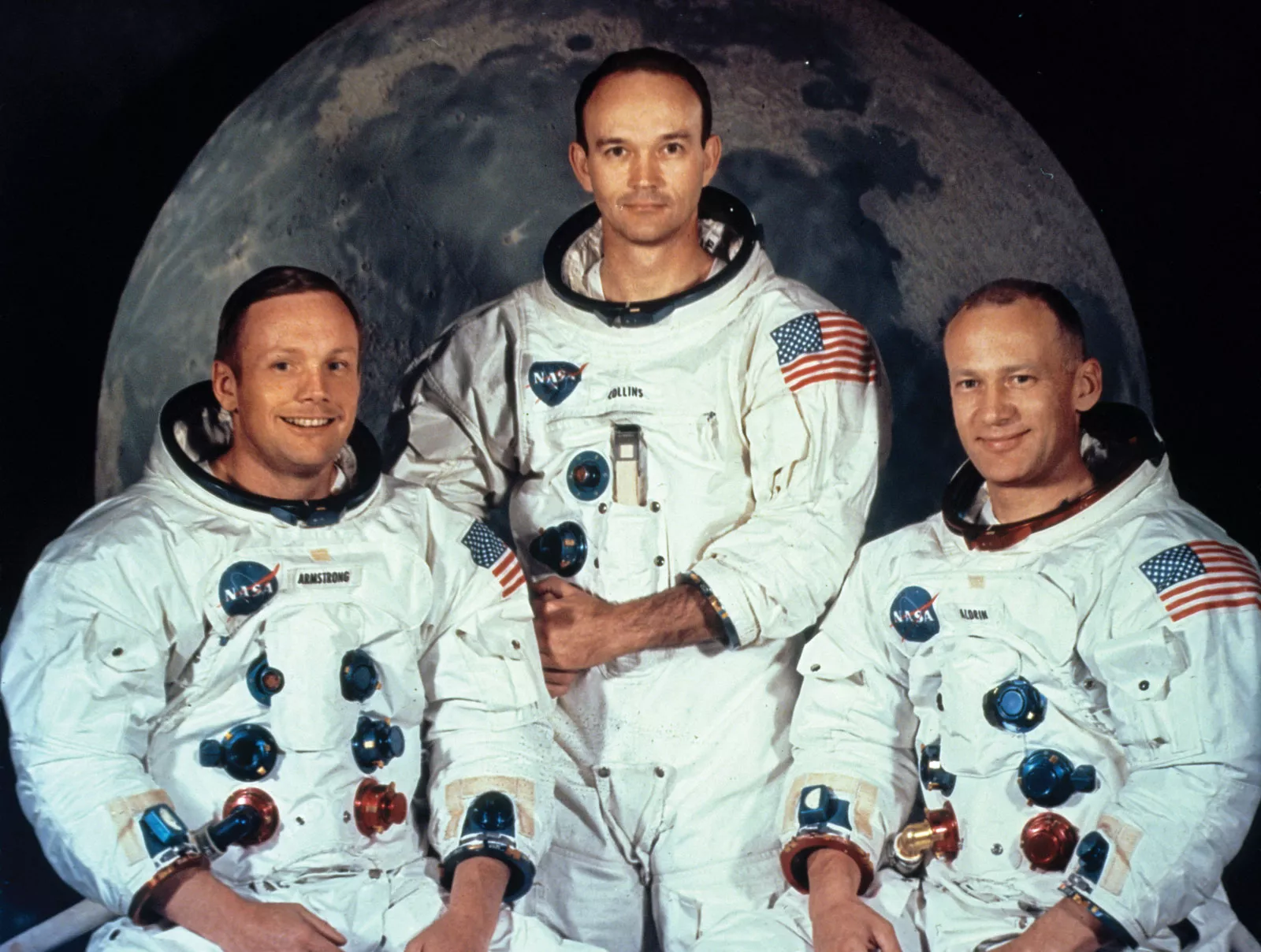 Neil Armstrong, Michael Collins, Buzz Aldrin posted by Meshakhad