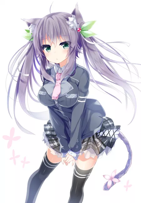 Neko with twintails. by Dhova