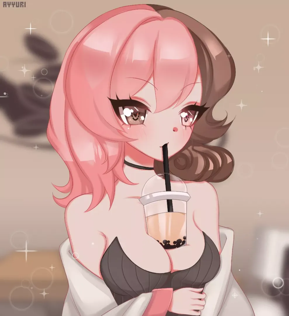 Neo doing the bubble tea challenge (ayyuritwich) [rwby] posted by darkrobbe1