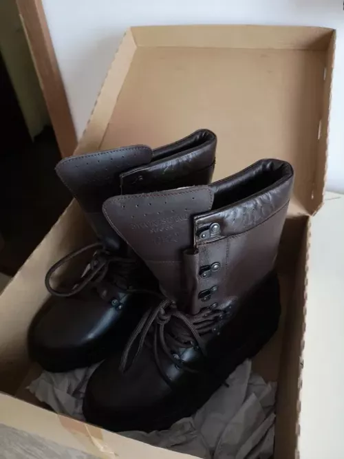 New boots! This is my first time i got them like this , they are army surplus (unissued). Do they need any extra attention if they come like this? I just find it strange. by weiss_pluto