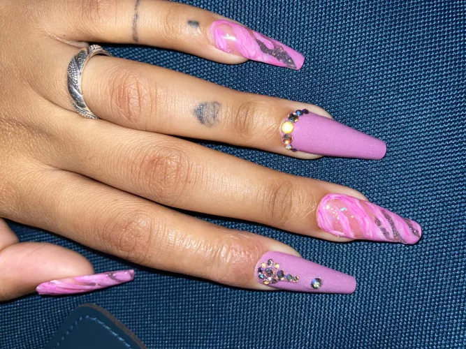 New nail Alert!!! I don’t know how I feel about them, thoughts? by Brilliant-Tap-2659