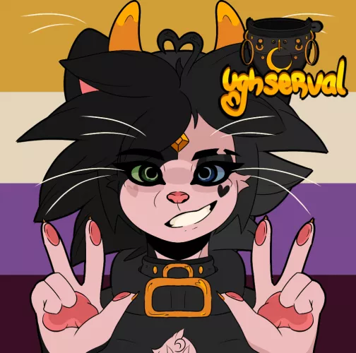 ↳ ❝ new post (art by me): catenby! so it's midnight and i did a thingy of my sona. (: technically past midnight, but oh well,, wdsfhb,, hand gestures/ peace signs were inspired by picrew. wanted my own pfp without having to use someone else's art&l by ughserval