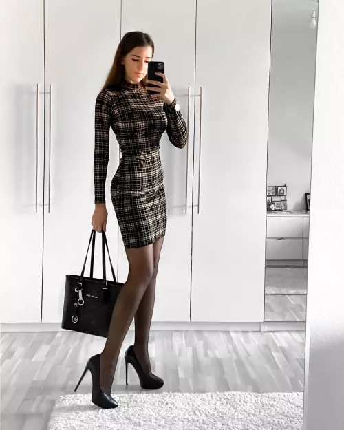 nice dress with classy black heels by CautiousSignature586