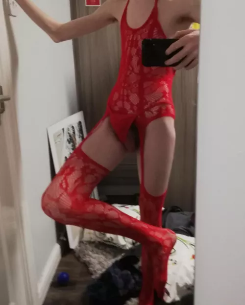 Nice festive Red bodystocking for you boys, look forward to more of me in 2022 <3 by hiddennsfwalt14