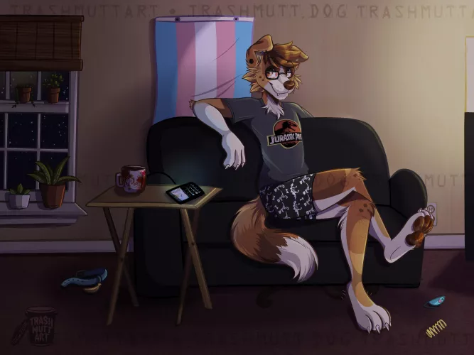 Night In 🐶 (art by me - TrashmuttArt on Twitter) by trash-mutt