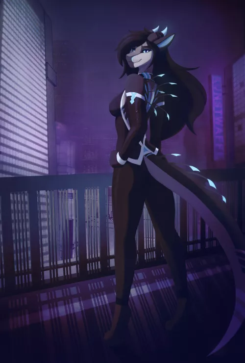 Night neons | Art by me, commission for IllustriousGrave by KunstWaffe