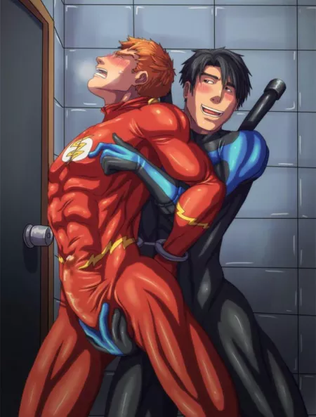 Nightwing having some fun with Flash (Unknown) [Young Justice] by Bikinigirl2021