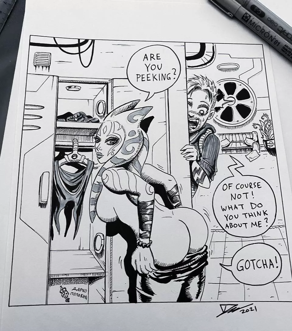 Niisha and Poevik around the corner 🤣 ( If you guys have some Star Wars OC‘s send me the pictures so I can use them for my Star Wars erotic fanfic comic 😊😊 #Niisha #Poevik (darko_tattoo) posted by Darko_tattoo