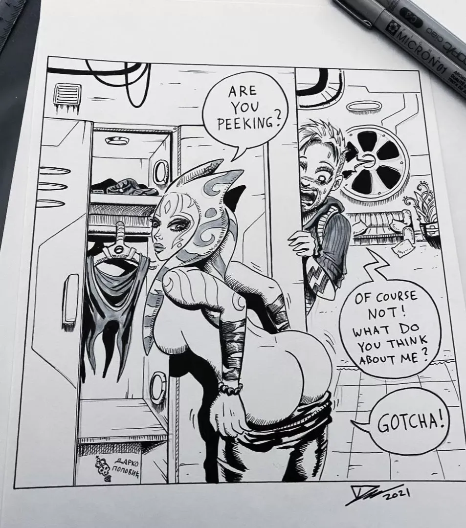 Niisha and Poevik around the corner 🤣 ( If you guys have some Star Wars OC‘s send me the pictures so I can use them for my Star Wars erotic fanfic comic 😊😊 #Niisha #Poevik (darko_tattoo) posted by Darko_tattoo