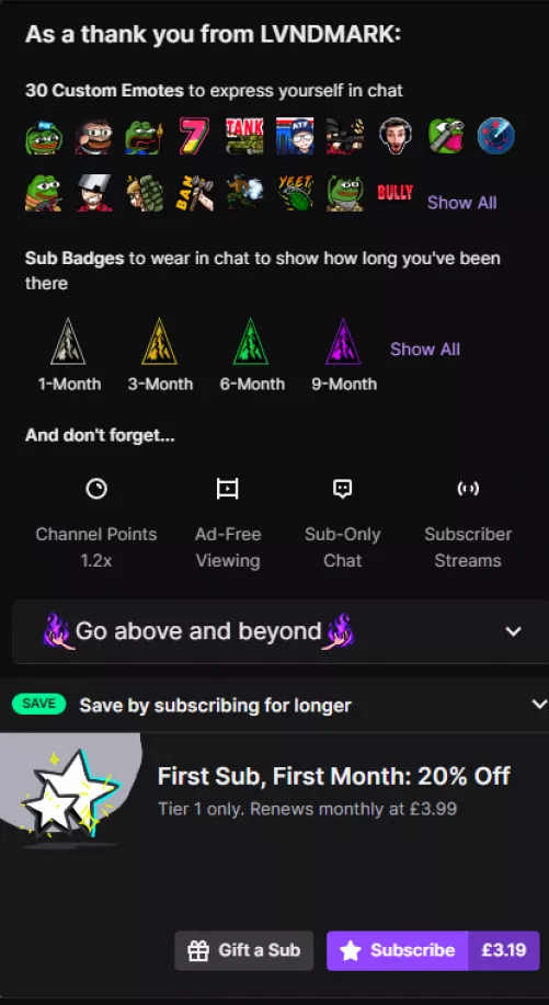 No option for twitch prime sub ? anyone know how to fix or if im doing something wrong by BoogOpenSeason