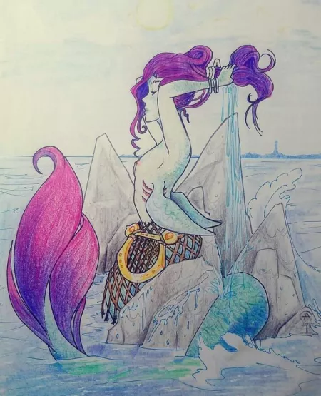 Not as tidy but here's a colored pencil mer for ya too by Alankazamm