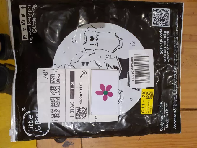 Not discreet packaging! I purchased a onsie from the little for big store on amazon, for the free next day delivery and this is how it arrived... Thankfully I didn't have to explain this to anyone but I'd recomend keeping clear from the amazon store if by Dippydipss