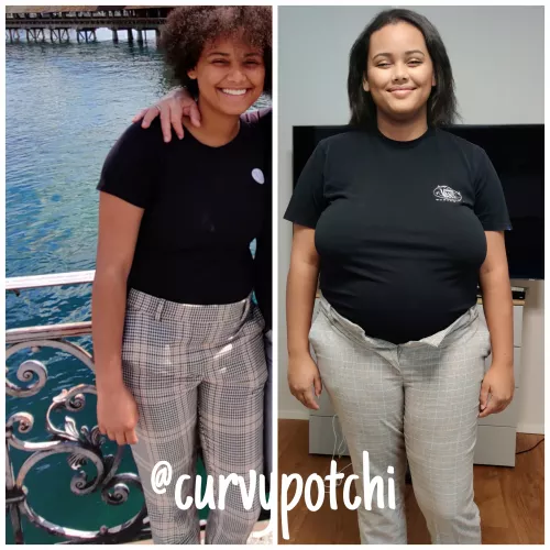 not even a year different, and the same outfit, what do you think? 🐷🐷🐷💖 by curvypotchi