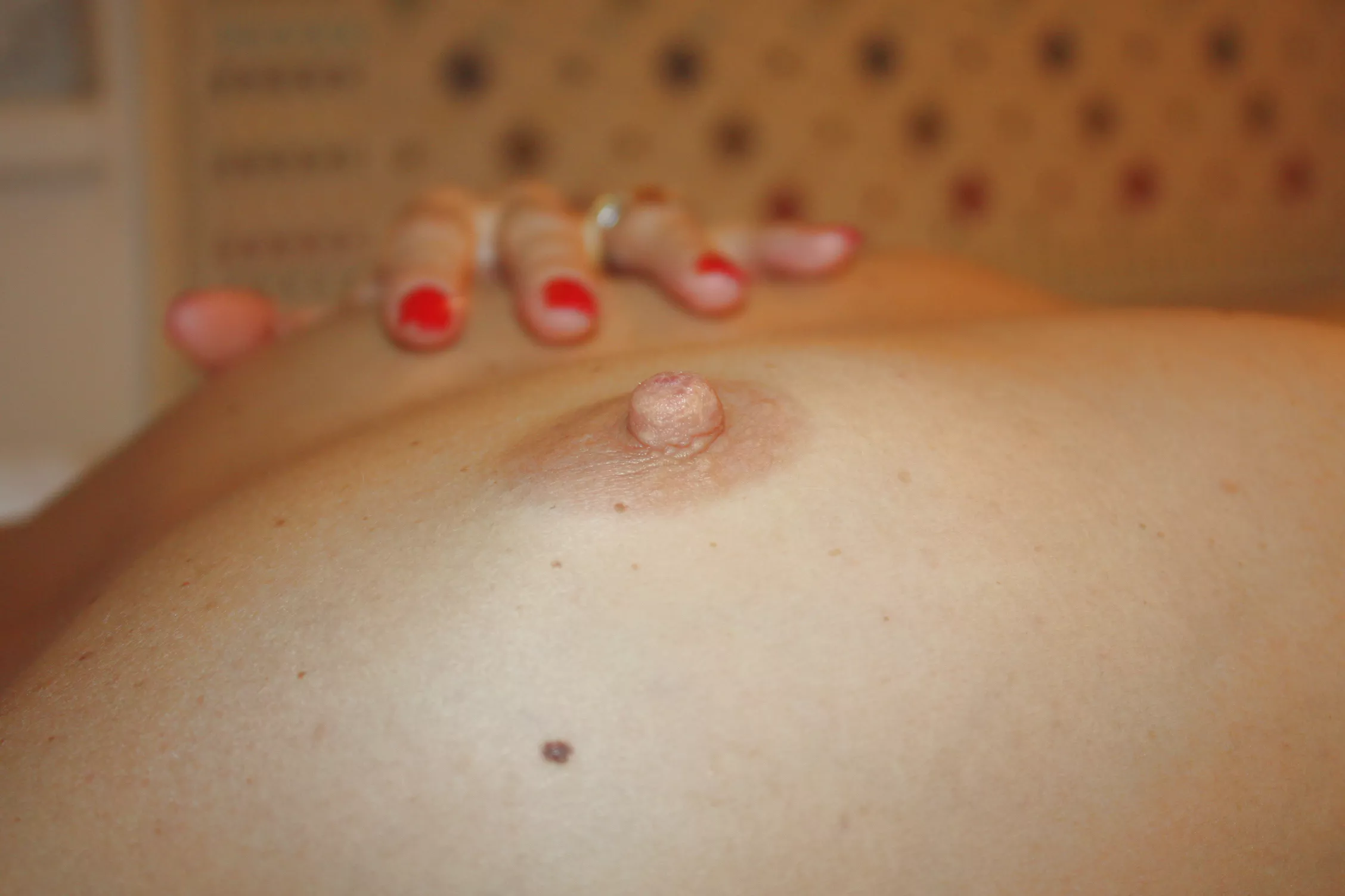 Not huge boobs, no. Tits. With hard nipples. A problem? 💋 [OC] [F] [46] posted by livever74