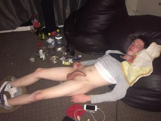 Not sure if he's passed out or showing off... posted by GayGiles