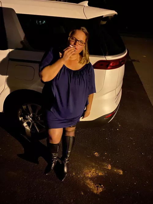 Nothing better than a late night smoke in my nylons and boots 😏 by chastity_goddess1