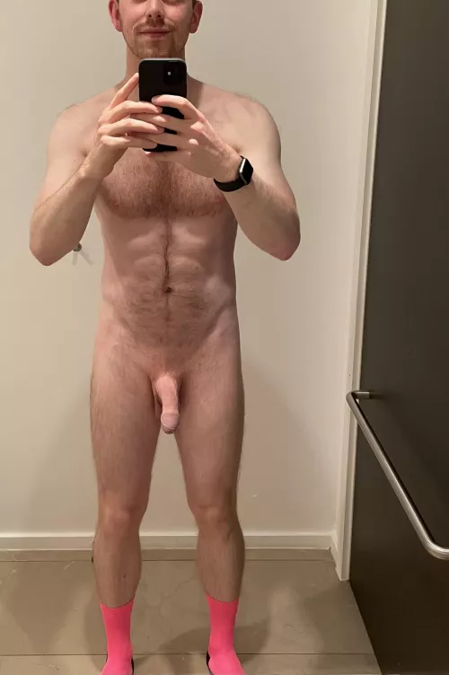 Nothing to see here…just a guy wearing nothing but hot pink cycling socks by Capital-Childhood-12